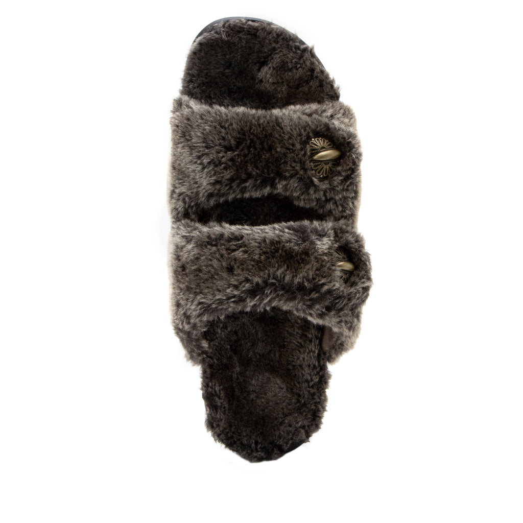 Chillery Bronze slipper sandal with adjustable hook-and-loop straps made in warm sherpa with cozy comfort outsole  - CHI-7627_S5