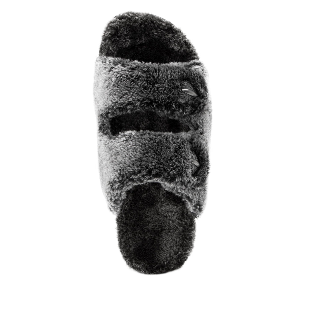 Chillery Pewter slipper sandal with adjustable hook-and-loop straps made in warm sherpa with cozy comfort outsole  - CHI-7628_S5