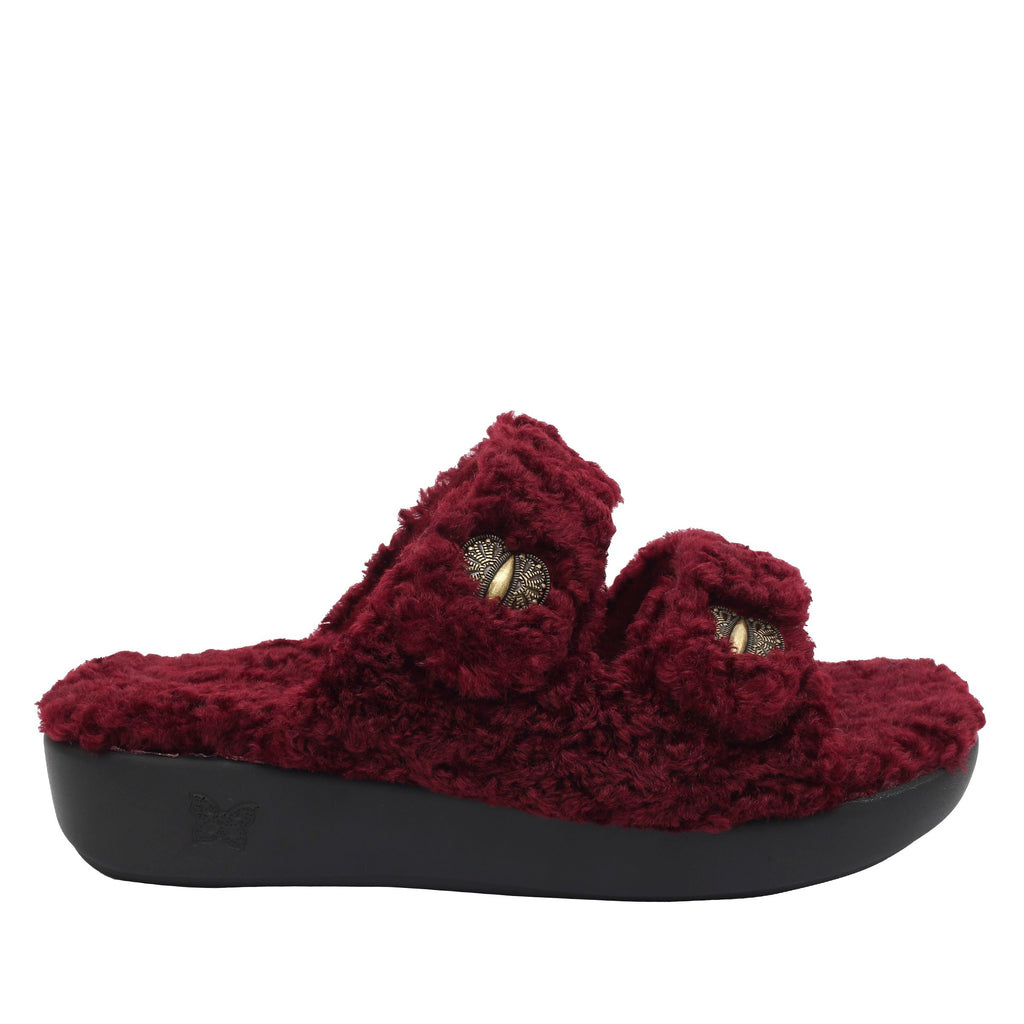 Chillery Garnet slipper sandal with adjustable hook-and-loop straps made in warm sherpa with cozy comfort outsole  - CHI-7648_S3