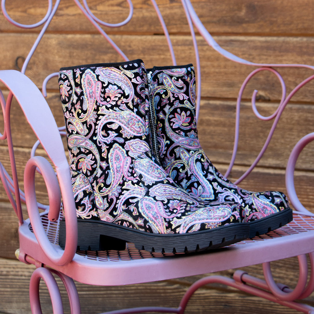 Chalet Groovy Baby suede printed leather boot on our Luxe Lug outsole - CHL-7612_S2