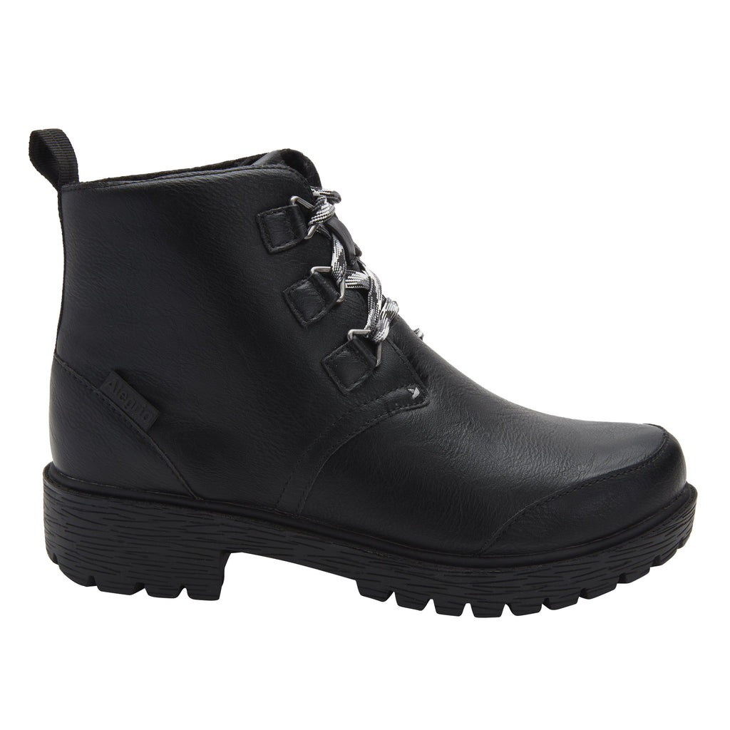 Cheri Smooth Black water-resistant boot with rugged lug inspired outsole- CHR-601_S2