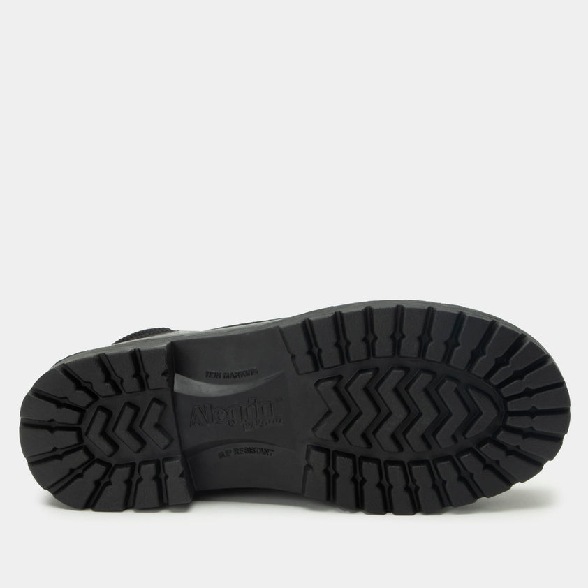 Chevon Embloom Black Boot - Alegria Shoes