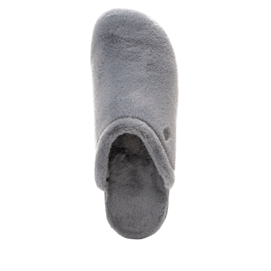 Comfee Fuzzy Wuzzy Grey backless plush slipper with a cozy comfort outsole  - COM-7630_S5