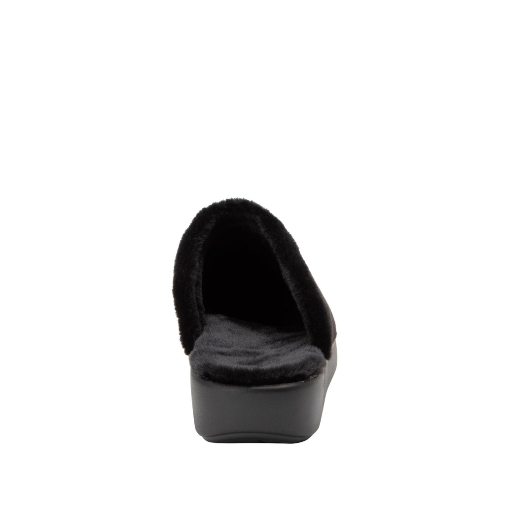 Comfee Fuzzy Wuzzy Black backless plush slipper with a cozy comfort outsole  - COM-7631_S4