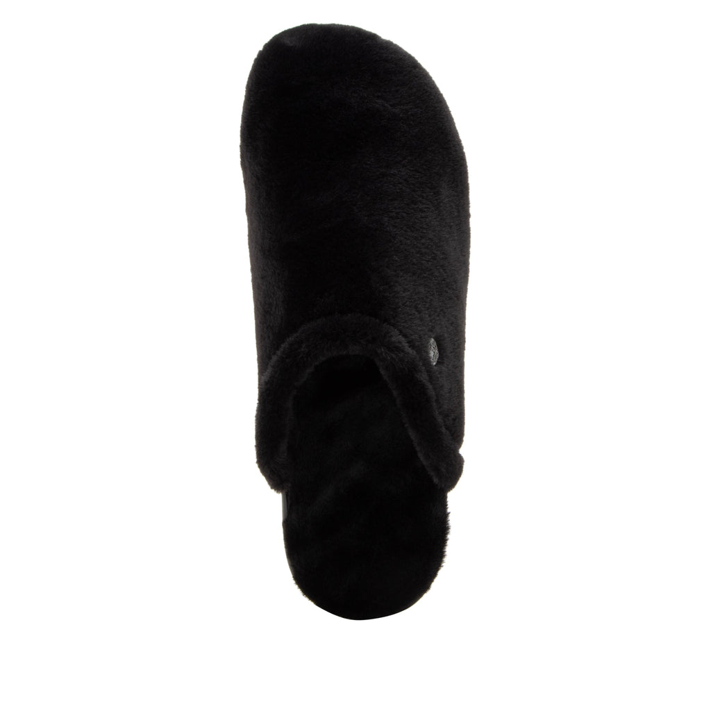 Comfee Fuzzy Wuzzy Black backless plush slipper with a cozy comfort outsole  - COM-7631_S5