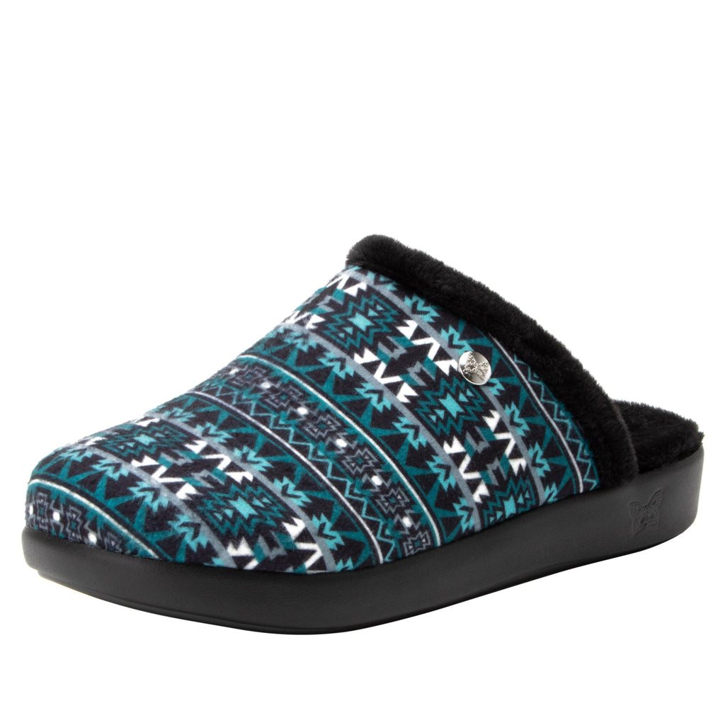 Comfee Santa Fe Teal backless plush slipper with a cozy comfort outsole  - COM-7633_S1