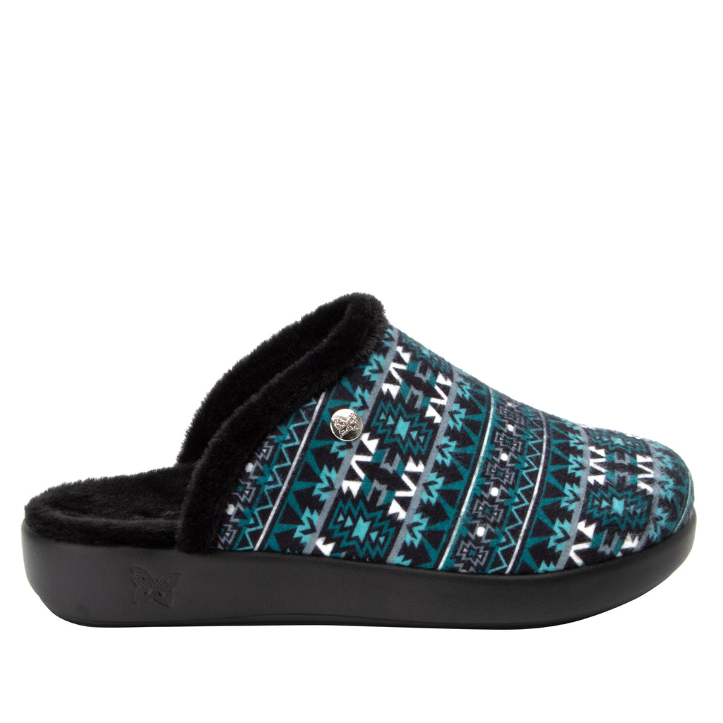 Comfee Santa Fe Teal backless plush slipper with a cozy comfort outsole  - COM-7633_S3