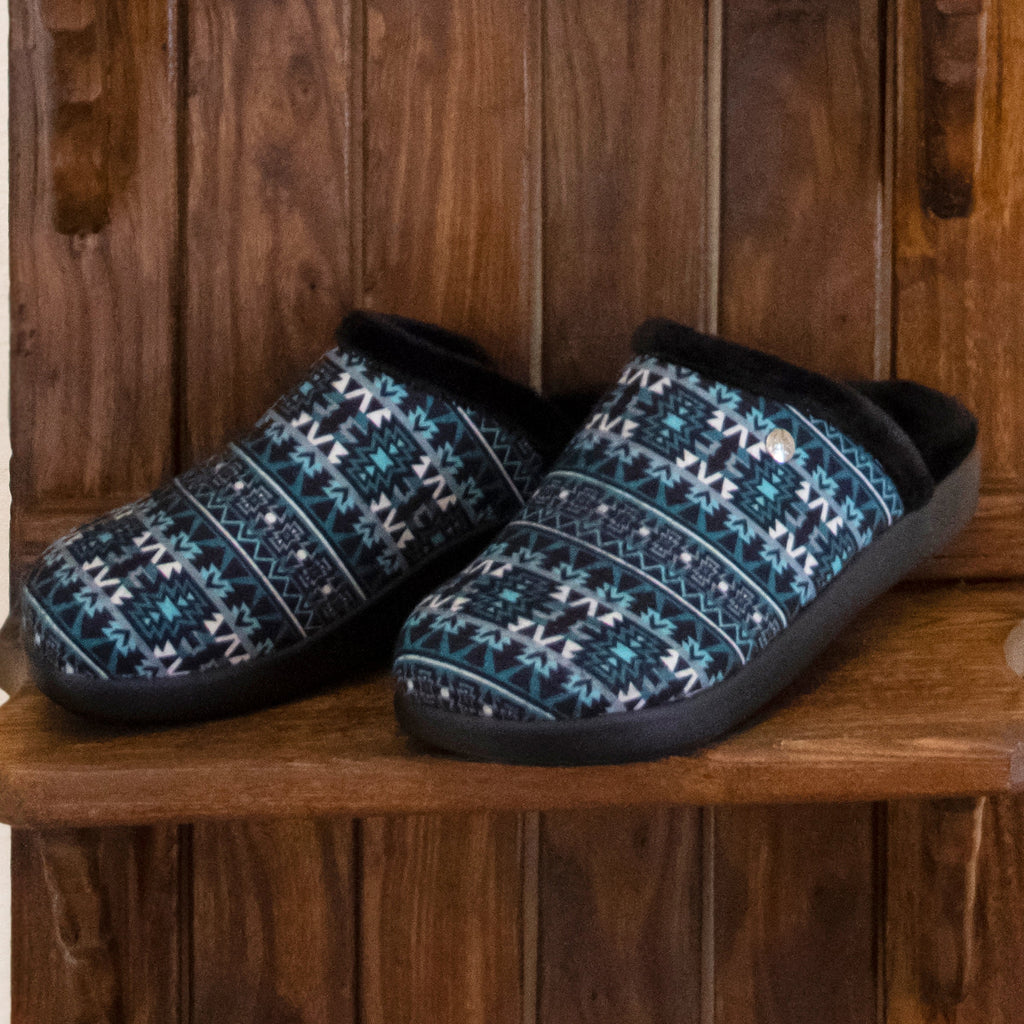 Comfee Santa Fe Teal backless plush slipper with a cozy comfort outsole  - COM-7633_S2