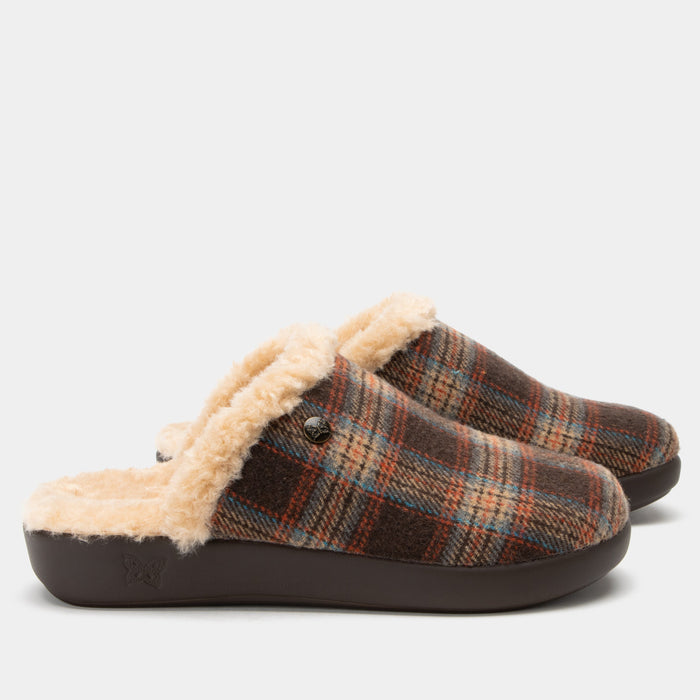 alegria Comfee Plaidly Brown Slipper
