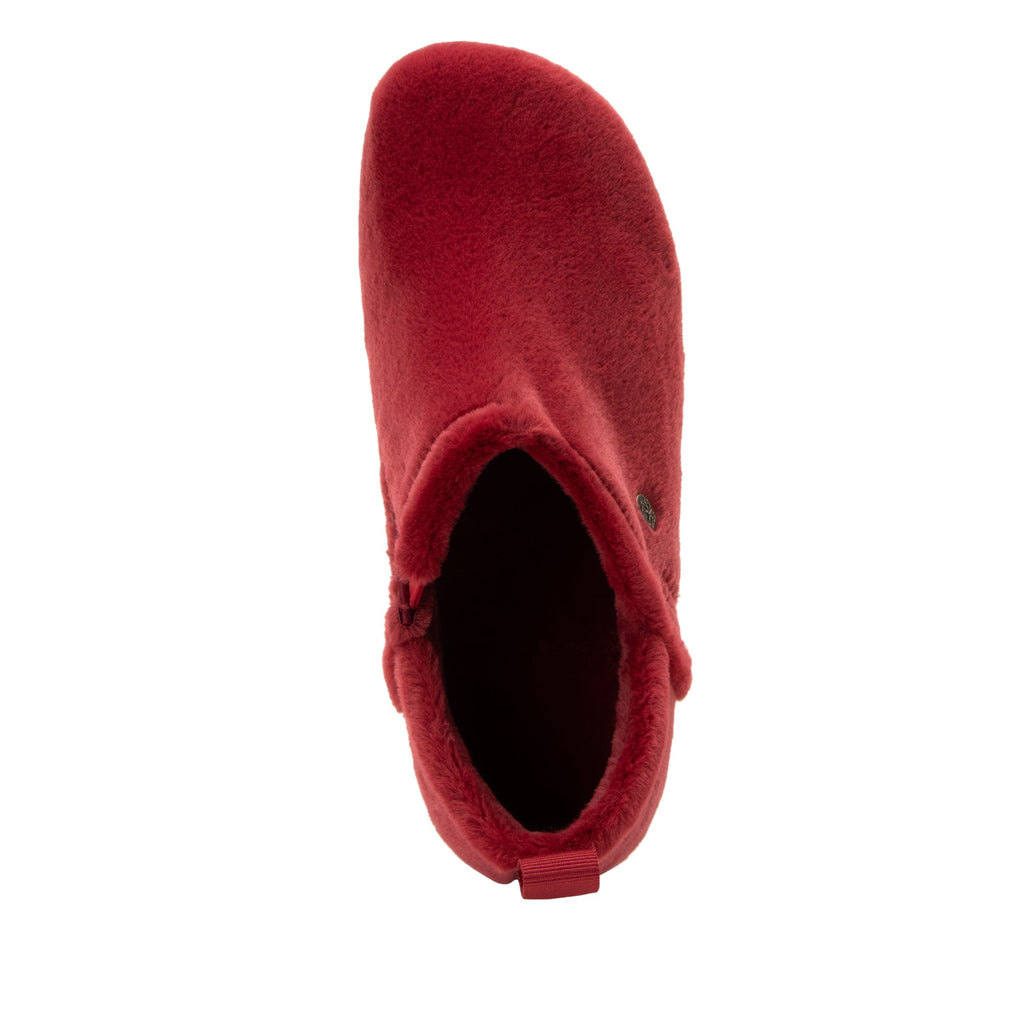 Cozee Fuzzy Wuzzy Wine slipper bootie with warm lining on a cozy comfort outsole  - COZ-7629_S5