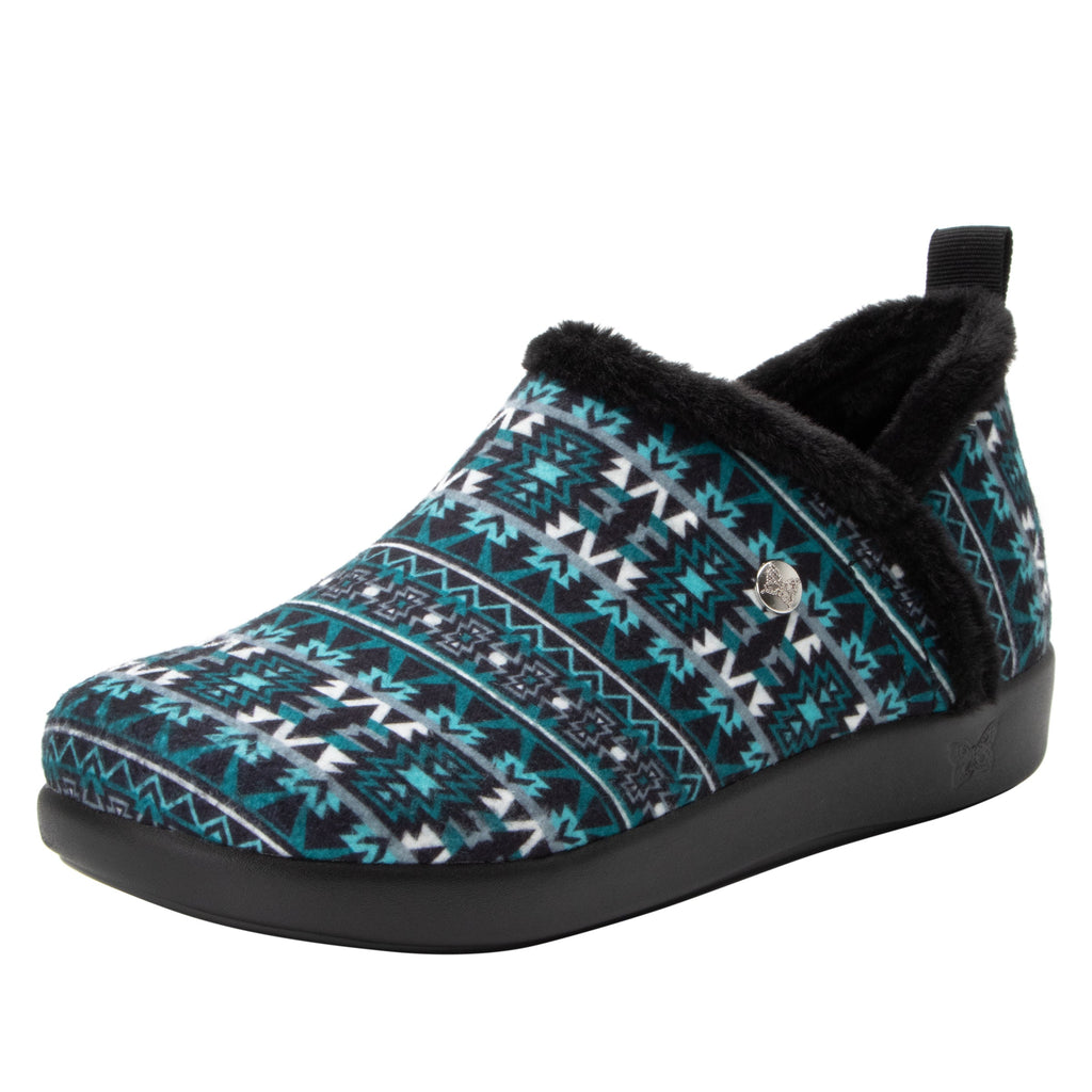 Cozee Santa Fe Teal slipper bootie with warm lining on a cozy comfort outsole  - COZ-7633_S1