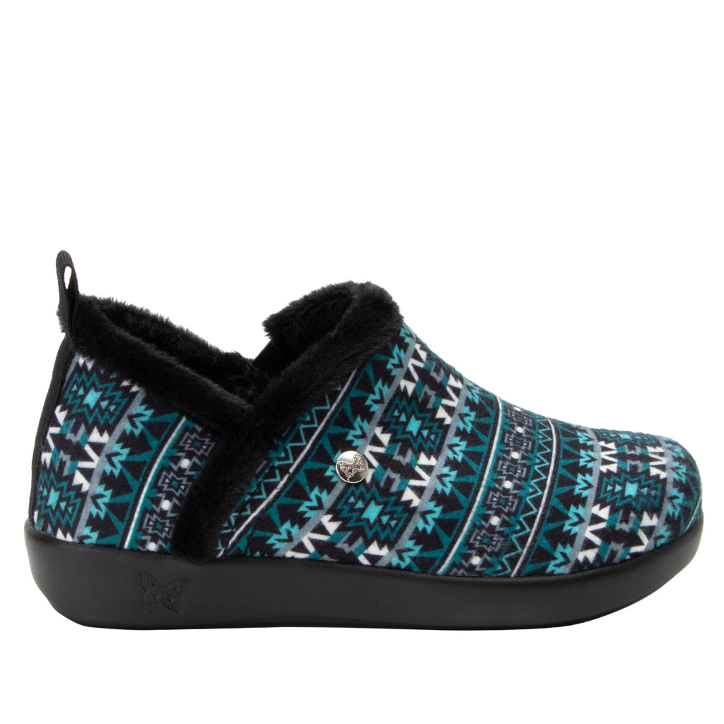 Cozee Santa Fe Teal slipper bootie with warm lining on a cozy comfort outsole  - COZ-7633_S3