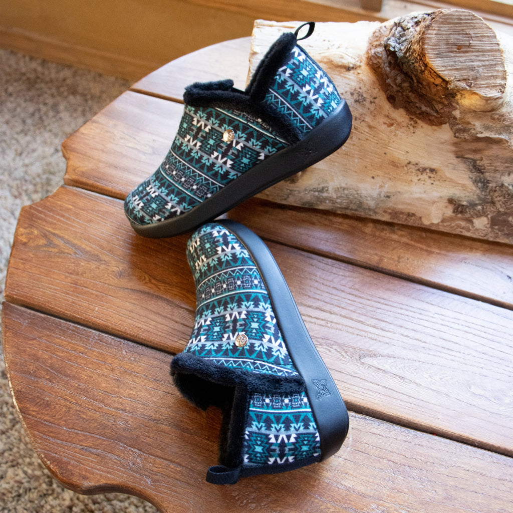 Cozee Santa Fe Teal slipper bootie with warm lining on a cozy comfort outsole  - COZ-7633_S2