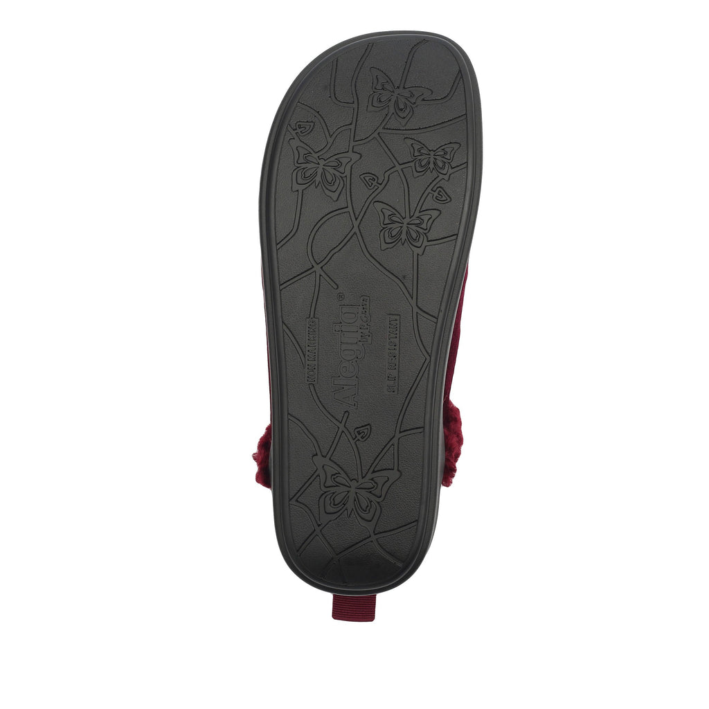 Cozee Wine Velvet slipper bootie lined with warm sherpa with cozy comfort outsole  - COZ-7651_S6