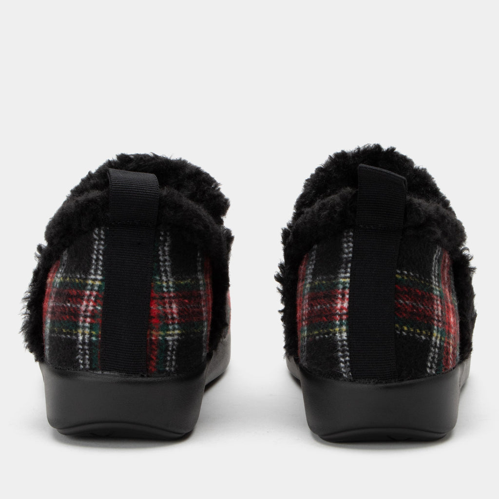 Cozee Plaidly Black Slipper | Alegria Shoes