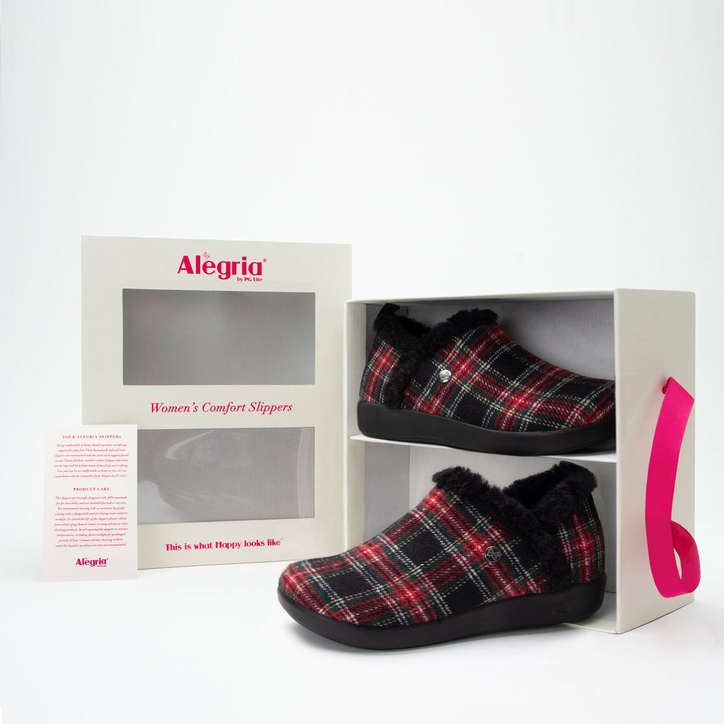 Cozee Plaidly Black slipper bootie lined with warm sherpa with cozy comfort outsole  - COZ-7655_S6