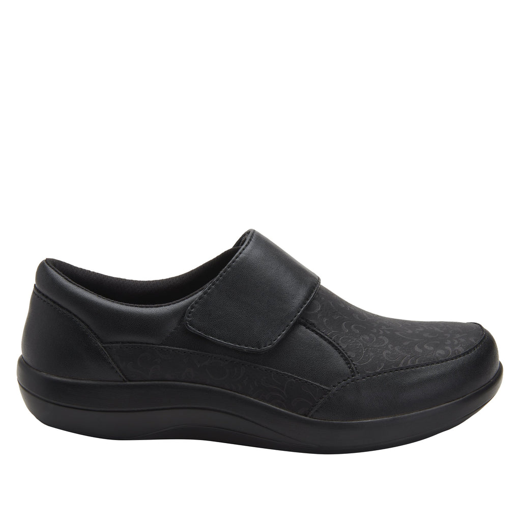 Daisie Black Lilt sport rocker shoe with dual density polyurethane outsole and adjustable hook-and-loop strap. DAI-7865_S2