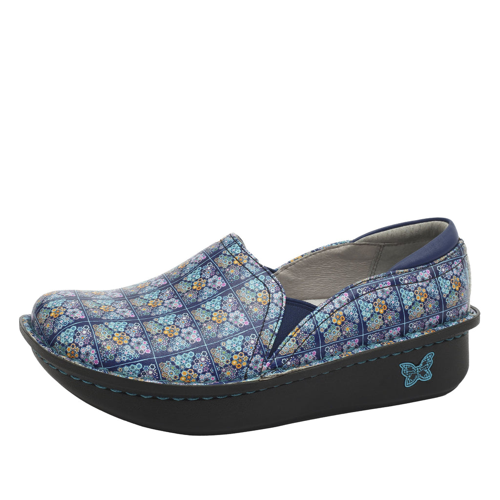Debra Rose's Blue Quilt slip-on shoe with Classic Rocker Bottom - DEB-7602_S1