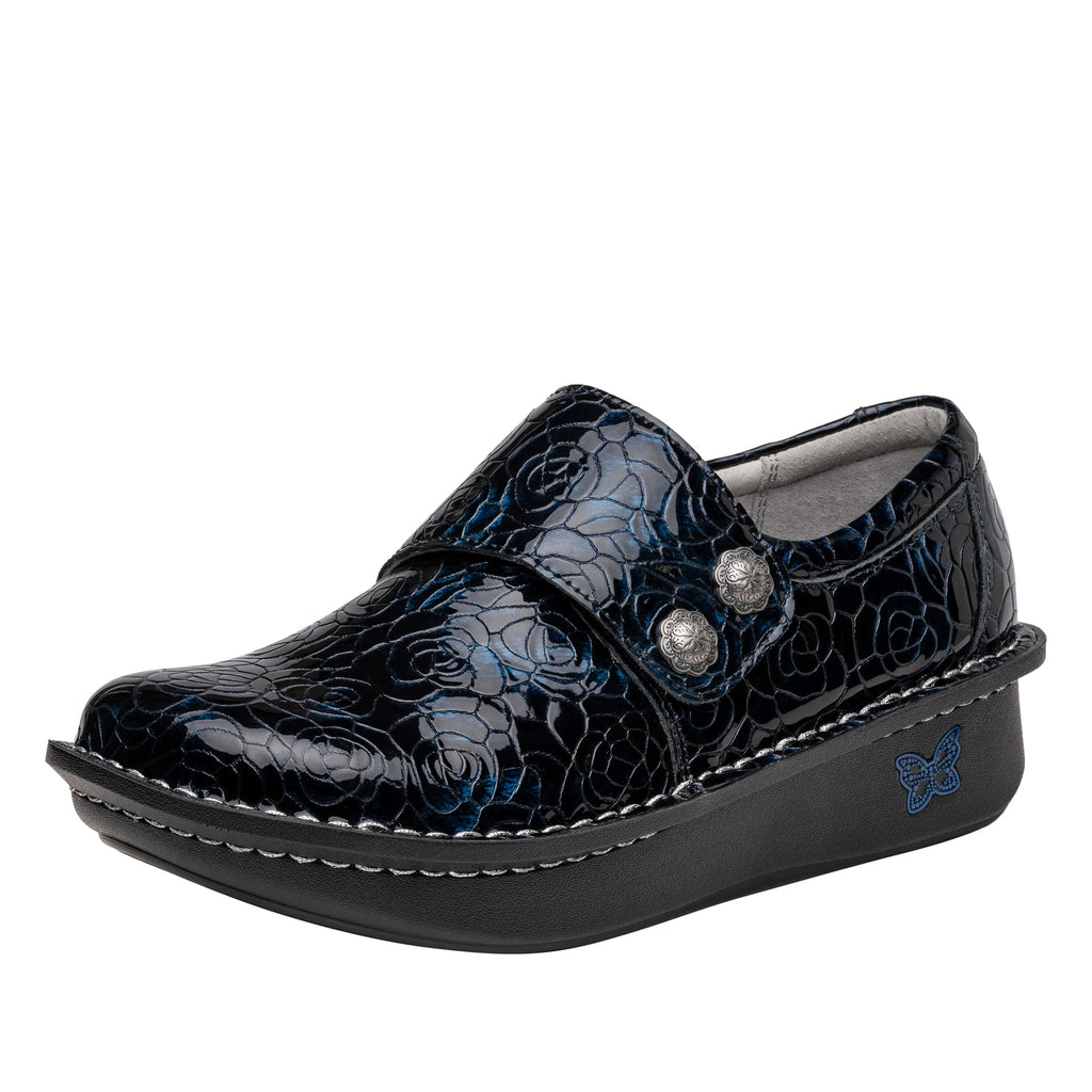 Deliah Moody Blues shoe with adjustable hook and loop strap on Classic Rocker outsole- DEL-7506_S1