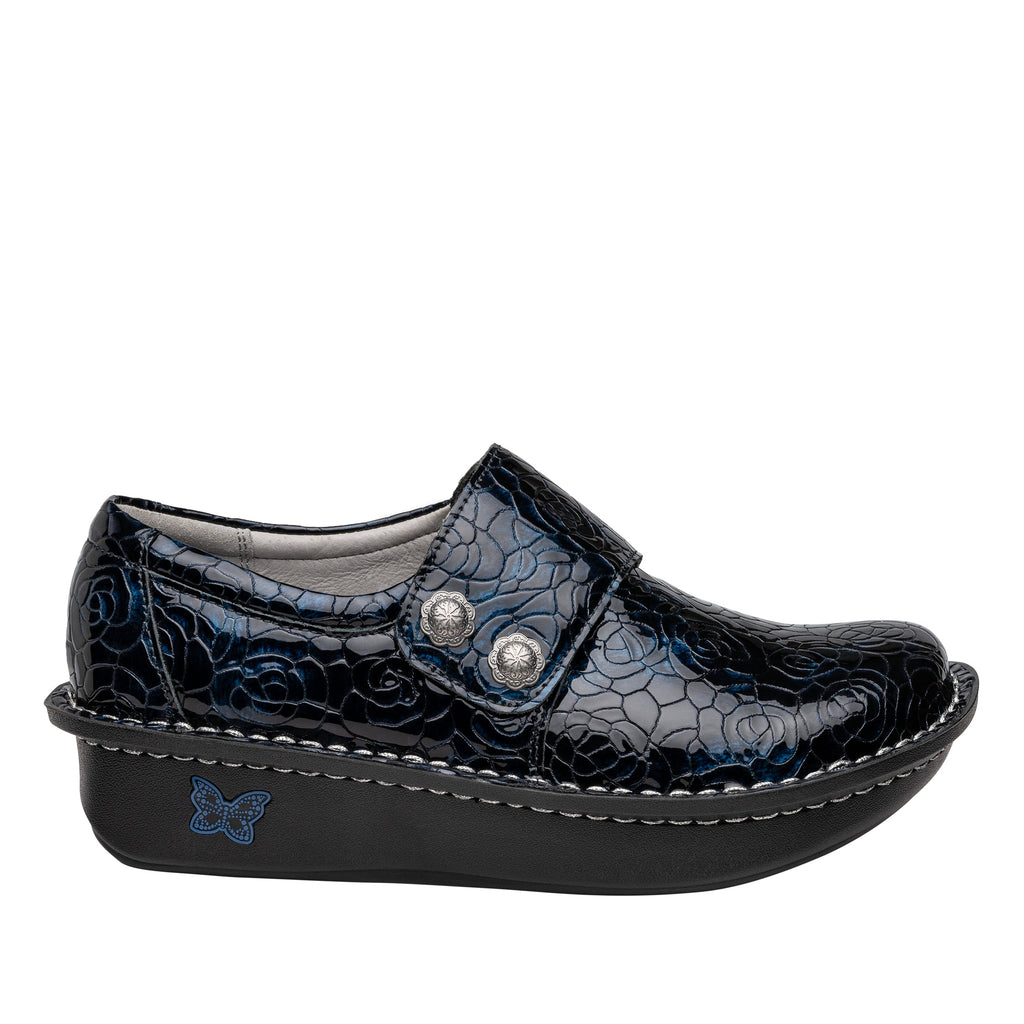 Deliah Moody Blues shoe with adjustable hook and loop strap on Classic Rocker outsole- DEL-7506_S3