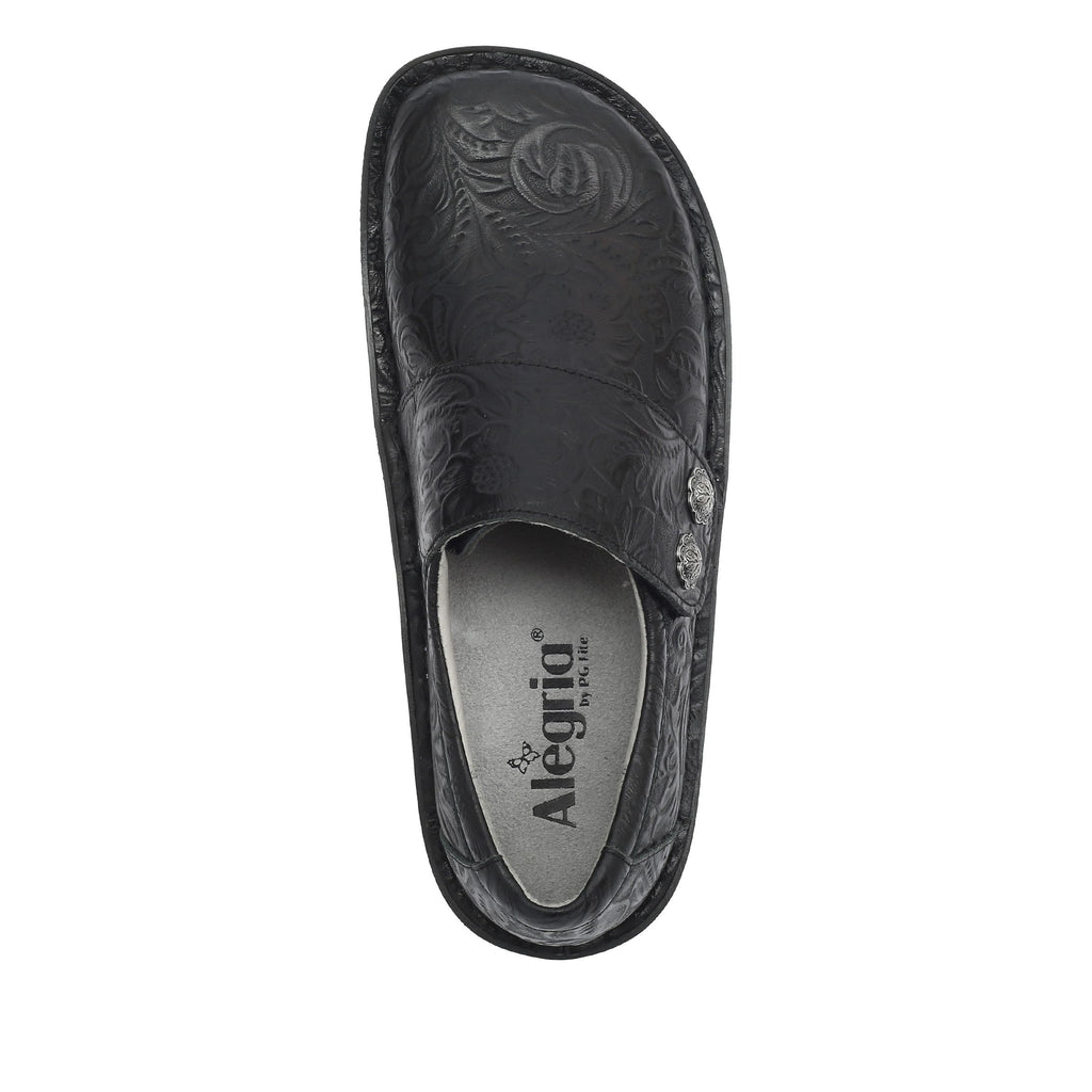 Deliah Embossible Ink shoe with adjustable hook and loop strap on Classic Rocker outsole- DEL-7609_S5