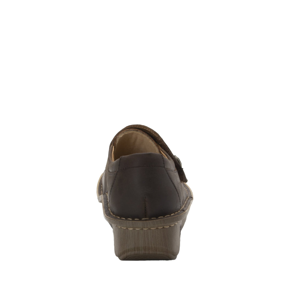 Deliah Oiled Brown shoe with adjustable hook and loop strap on Classic Rocker outsole- DEL-7714_S3