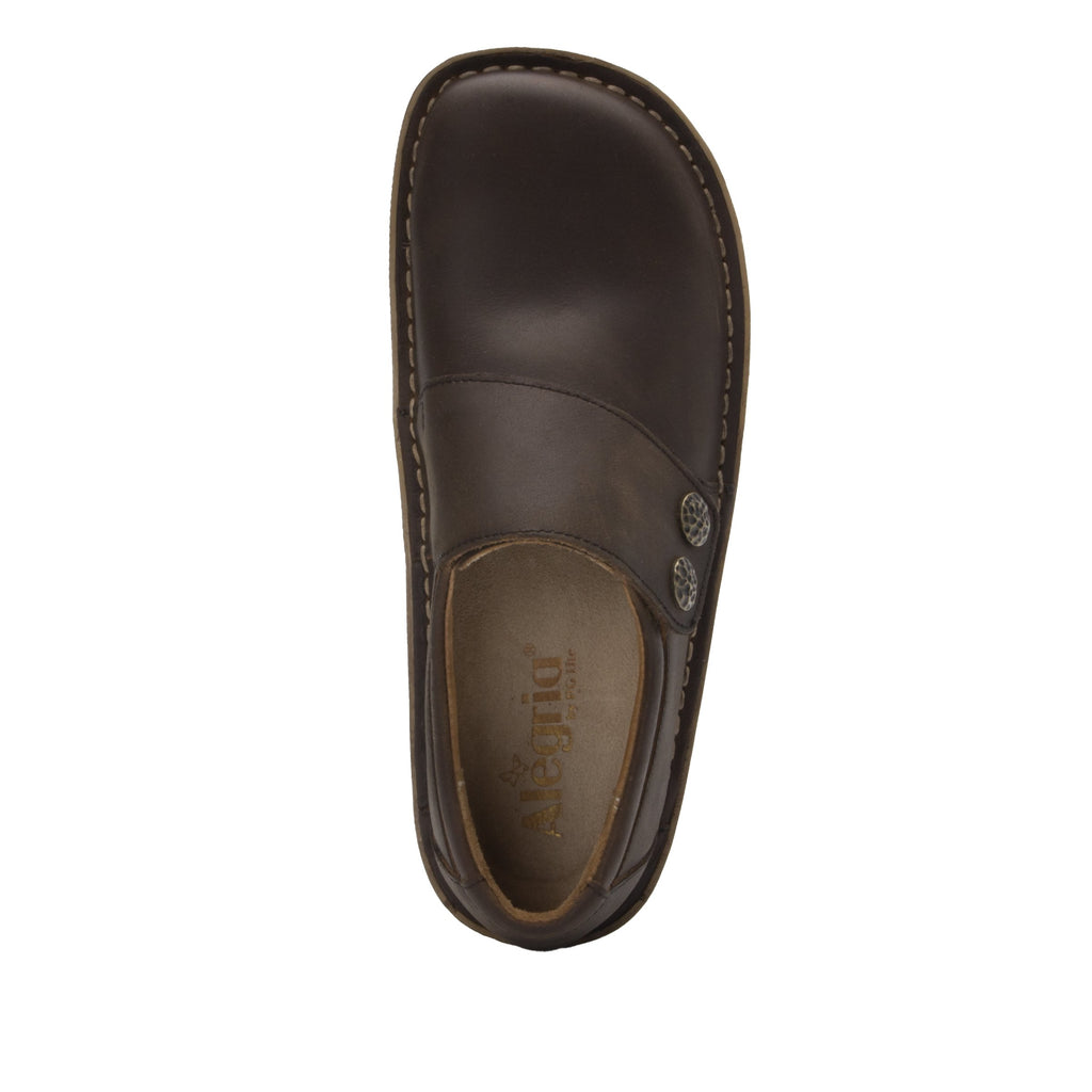 Deliah Oiled Brown shoe with adjustable hook and loop strap on Classic Rocker outsole- DEL-7714_S4