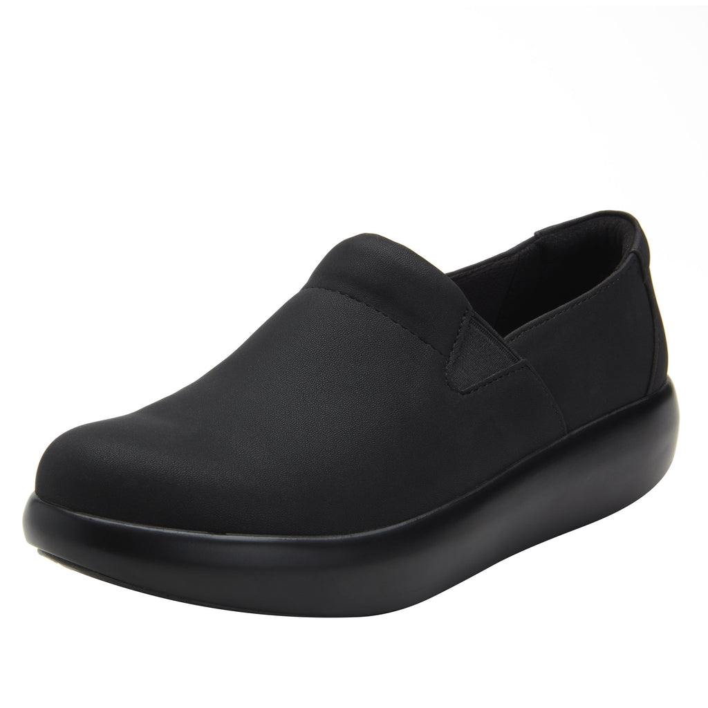 Elly Black Softie vegan leather upper slip on style shoe with non-flexing rocker outsole - ELL-7873_S1