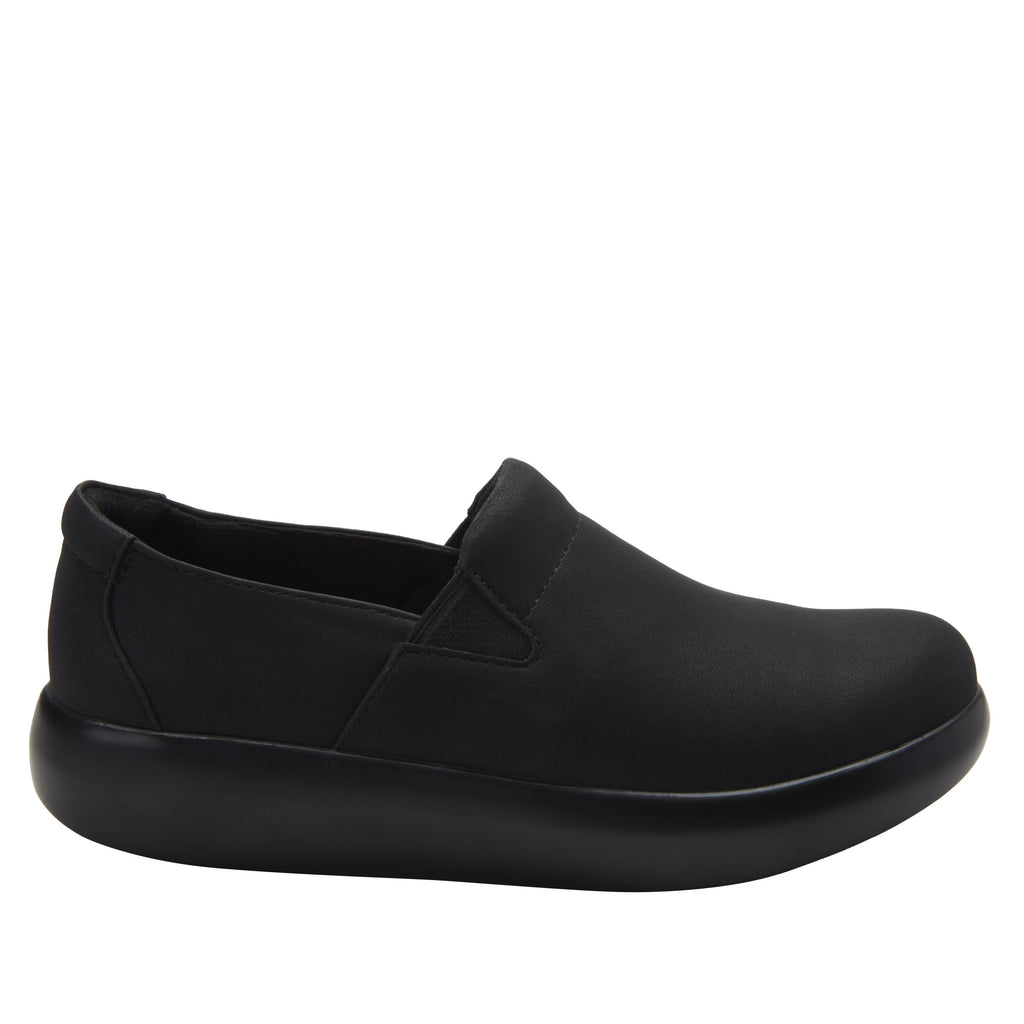 Elly Black Softie vegan leather upper slip on style shoe with non-flexing rocker outsole - ELL-7873_S2