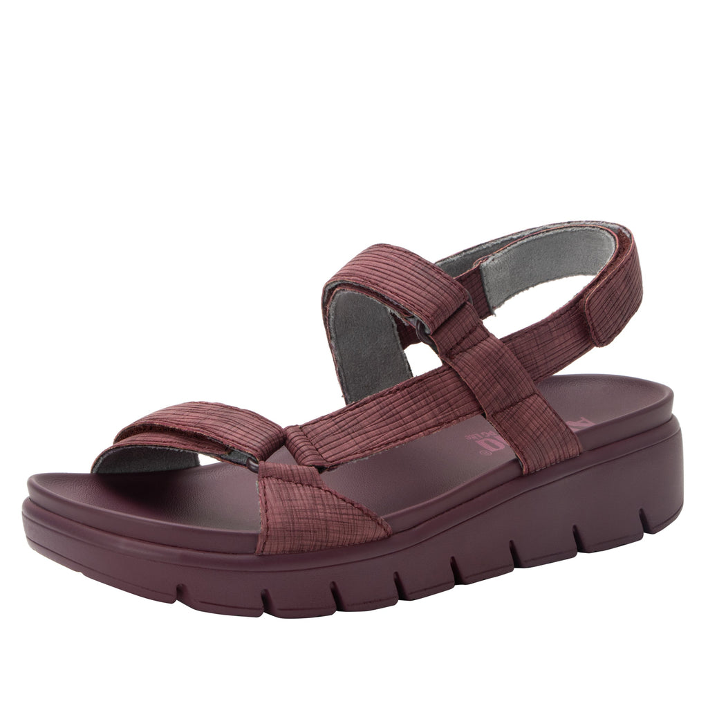 Henna Plum strappy sandal on a heritage outsole- HEN-7433_S1