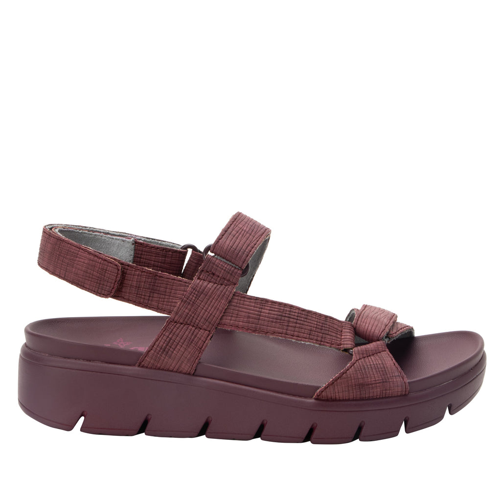 Henna Plum strappy sandal on a heritage outsole- HEN-7433_S3