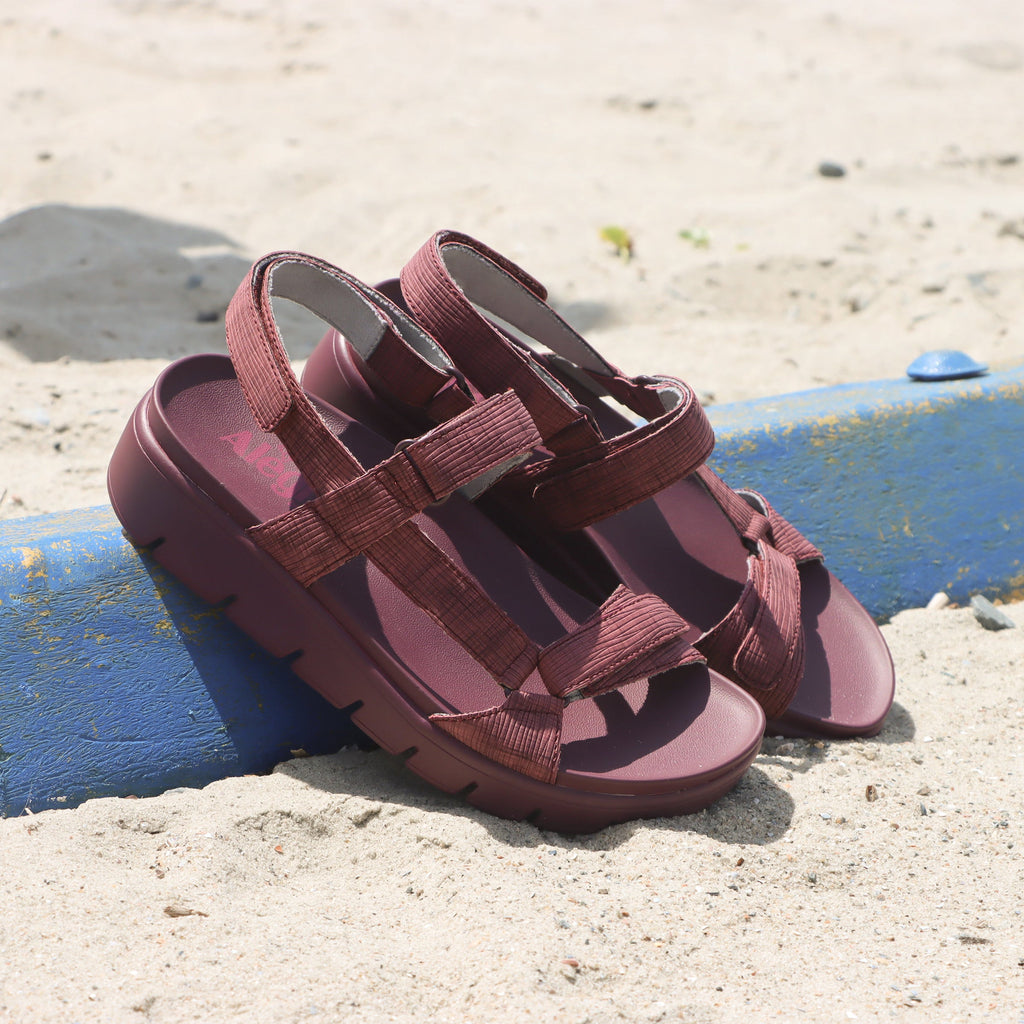 Henna Plum strappy sandal on a heritage outsole- HEN-7433_S2
