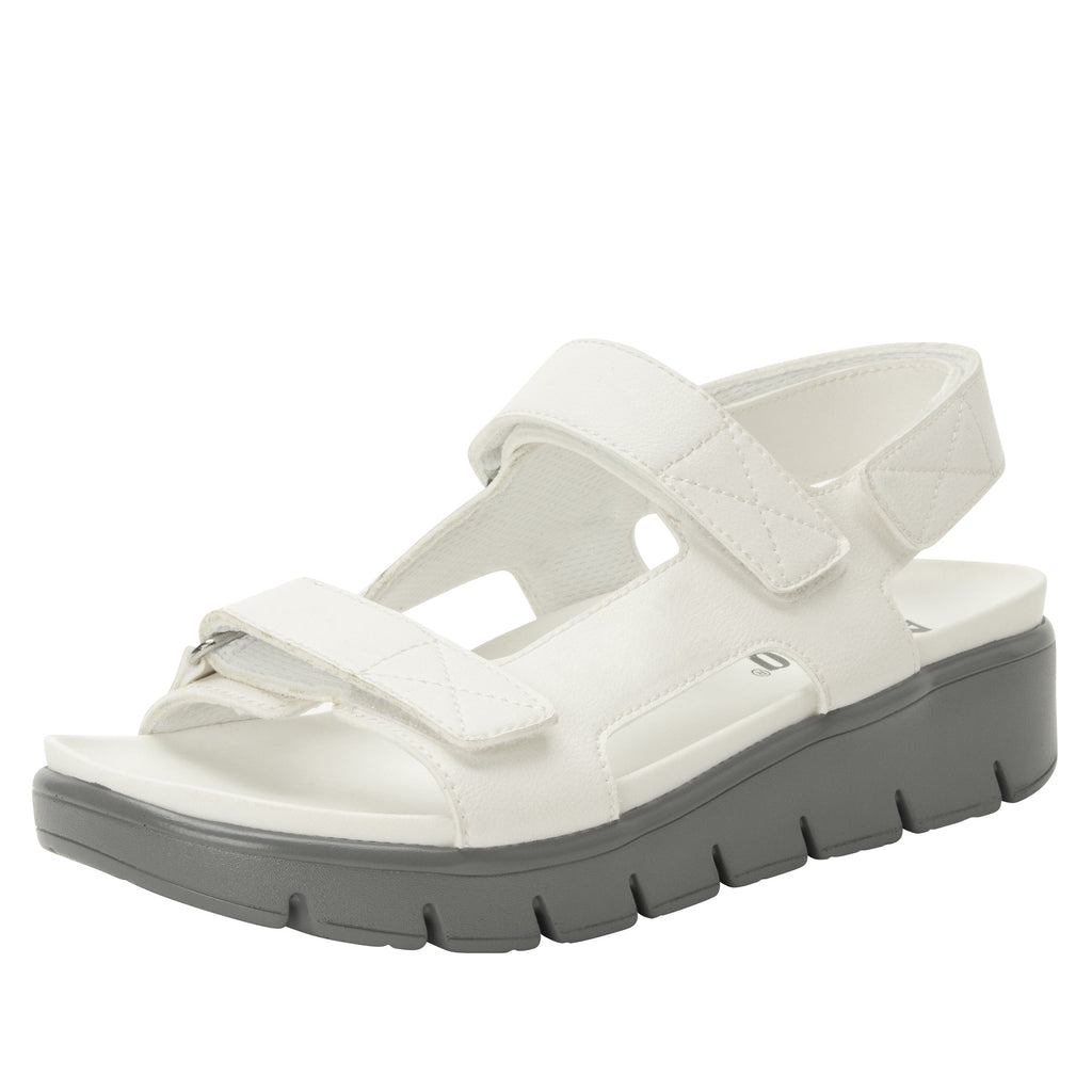 Henlee White strappy sandal on a heritage outsole- HLE-7439_S1