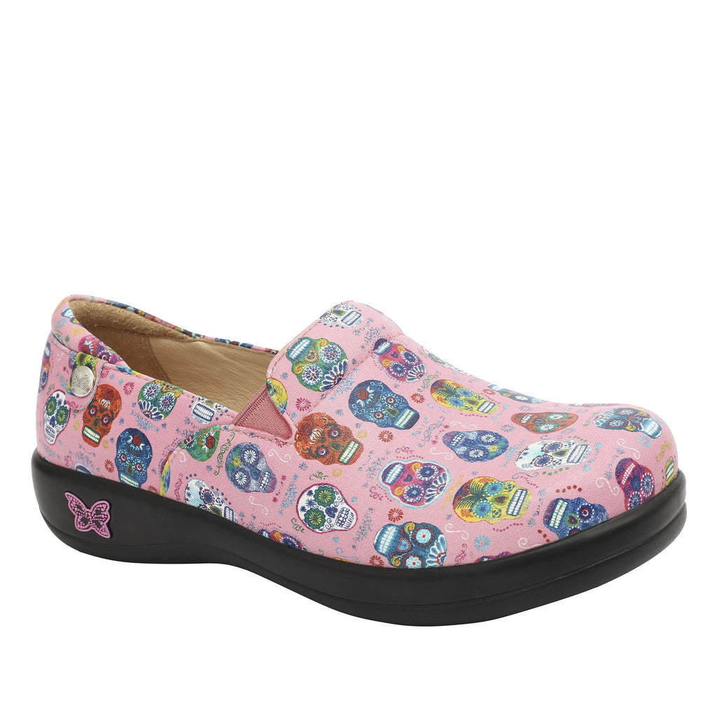 Keli Sugar Skulls Pink slip on style shoe with career casual outsole - KEL-7621_S3