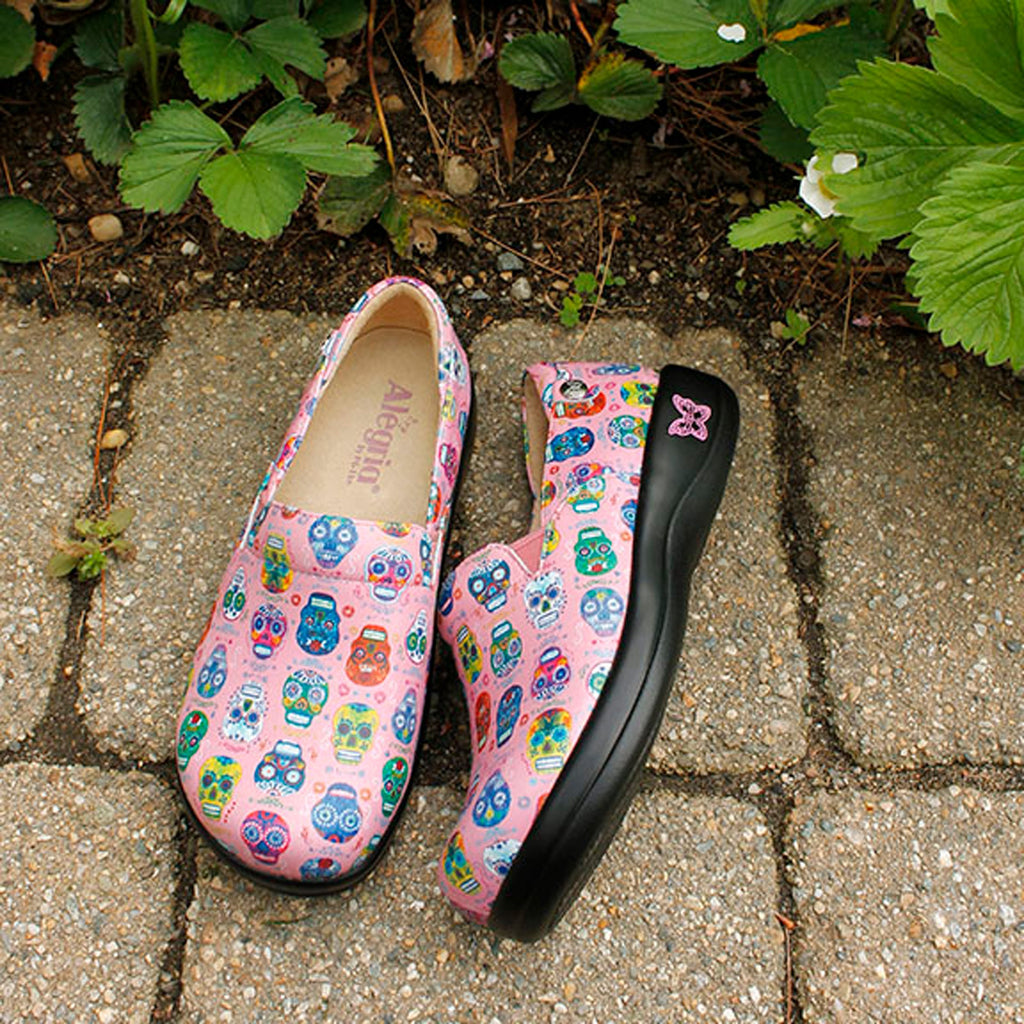 Keli Sugar Skulls Pink slip on style shoe with career casual outsole - KEL-7621_S2