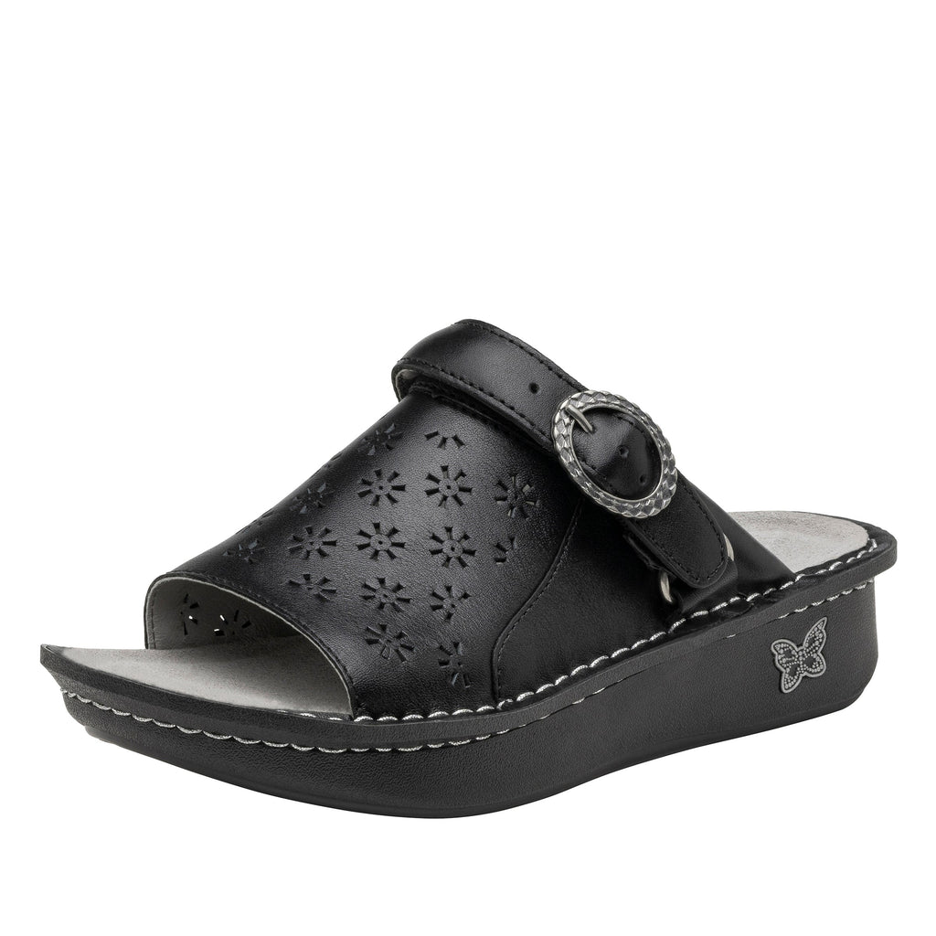 Klover Black Butter sandal with convertible swivel strap on classic rocker outsole- KLO-641_S1