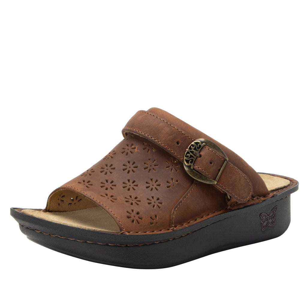 Klover Burnish Tawny sandal with convertible swivel strap on classic rocker outsole- KLO-7403_S1