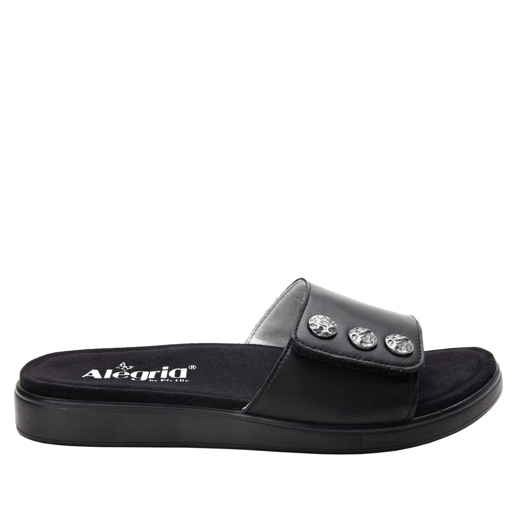 Lilie Black slip-on sandal with hook and loop adjustability and featherweight slip-resistance - LIL-601_S2