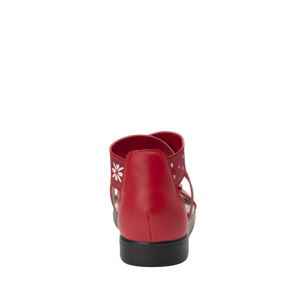 Lucia Red Comfort Flat sandal with criss cross elastic ankle strap and featherweight slip-resistance - LUC-7764_S4