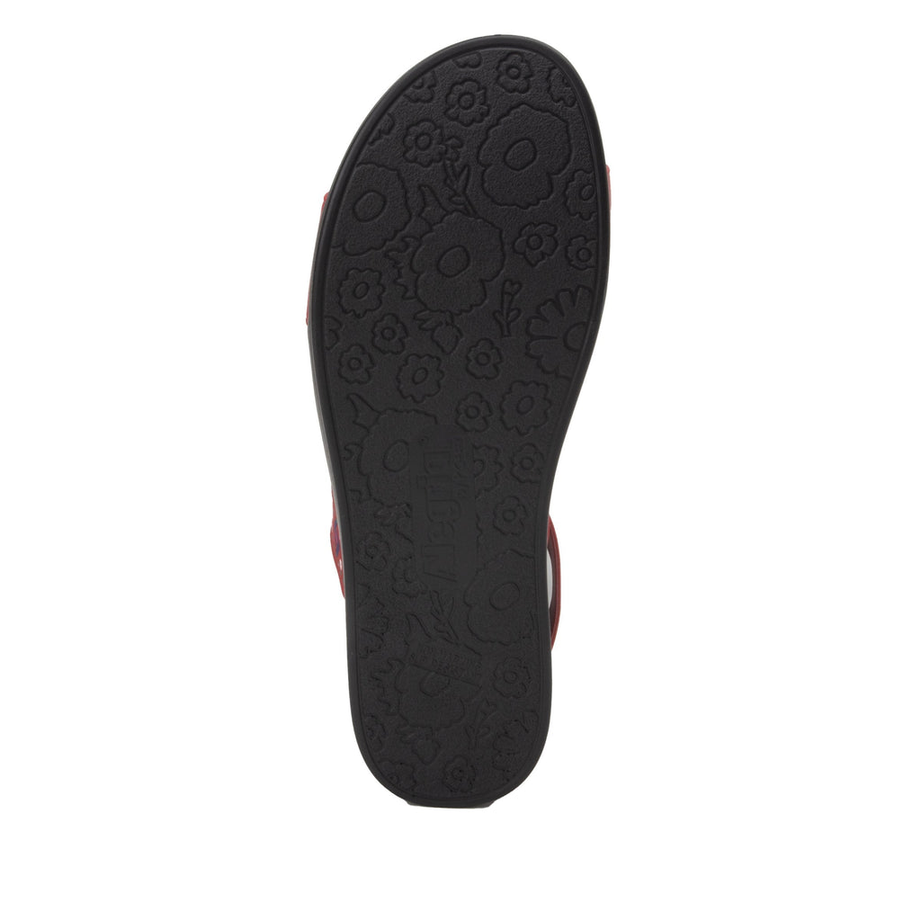 Lucia Red Comfort Flat sandal with criss cross elastic ankle strap and featherweight slip-resistance - LUC-7764_S6