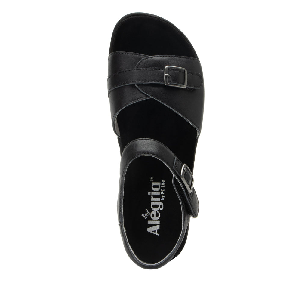 Maryn Coal sandal with adjustable straps on a mini cork wedge rocker outsole- MAR-7406_S4