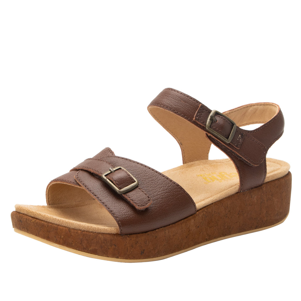 Maryn Clay sandal with adjustable straps on a mini cork wedge rocker outsole- MAR-7407_S1