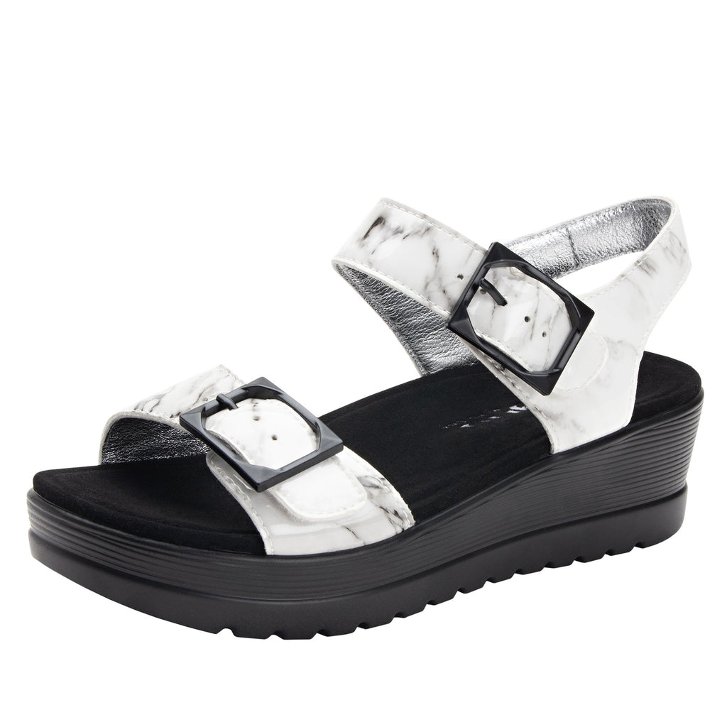Morgyn Marbleized flatform wedge sandal, with exposed microsuede footbed - MOR-160_S1