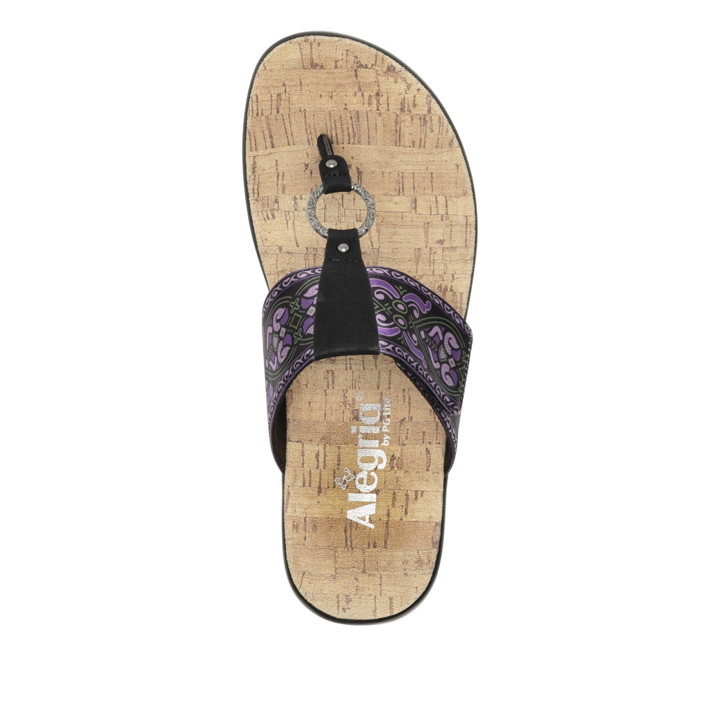 Moxi Free Spirit Crow Comfort Flat flip-flop sandal with adjustable hook and loop closure and decorative ring detailing set on featherweight slip-resistance outsole - MOX-7551_S5