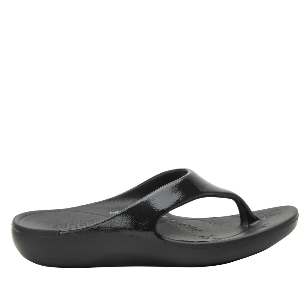 Ode Black Gloss EVA flip-flop sandal on recovery rocker outsole - ODE-7441_S3