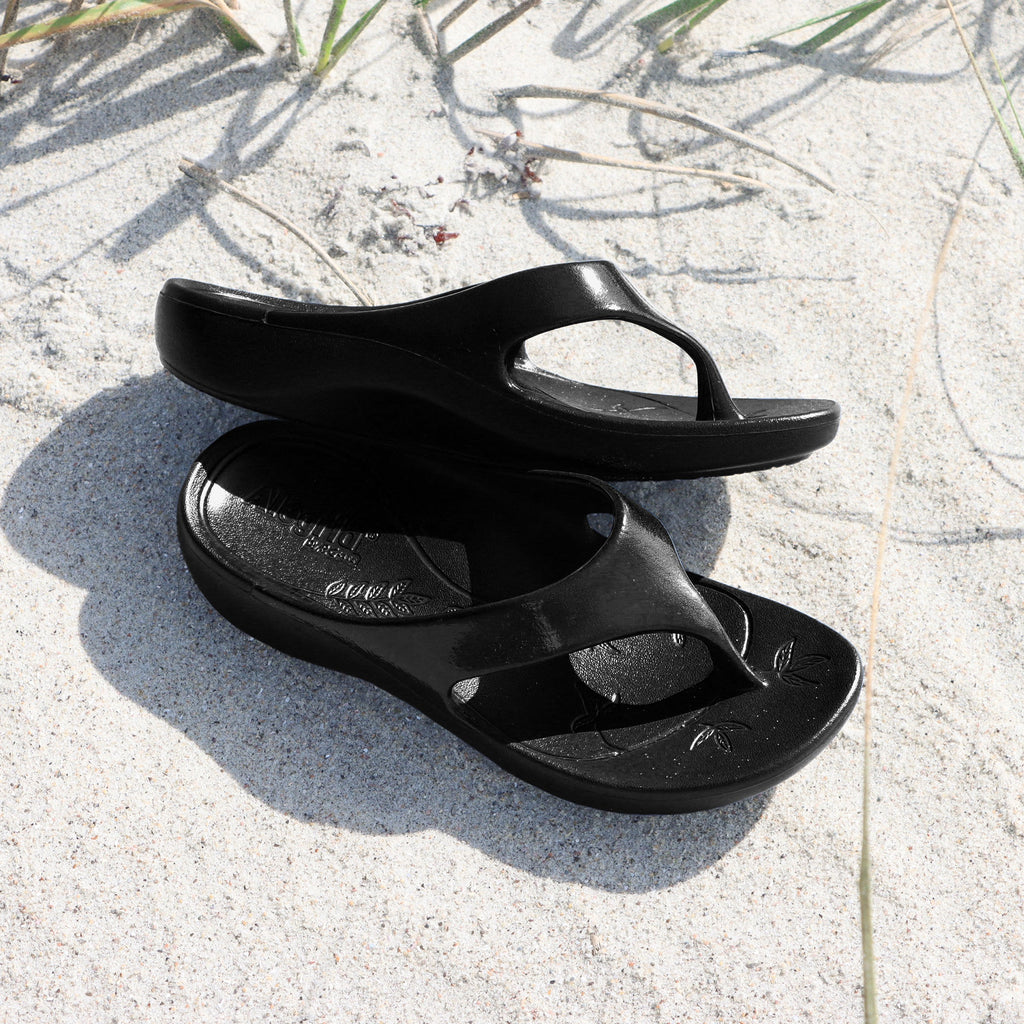Ode Black Gloss EVA flip-flop sandal on recovery rocker outsole - ODE-7441_S2