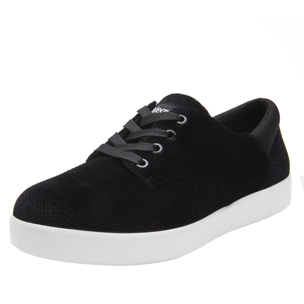 Poly Black Velvet Snake casual shoe on Comfort Athleisure outsole, with stain-guarded vegan textile upper for added flair.  POL-7904_S1