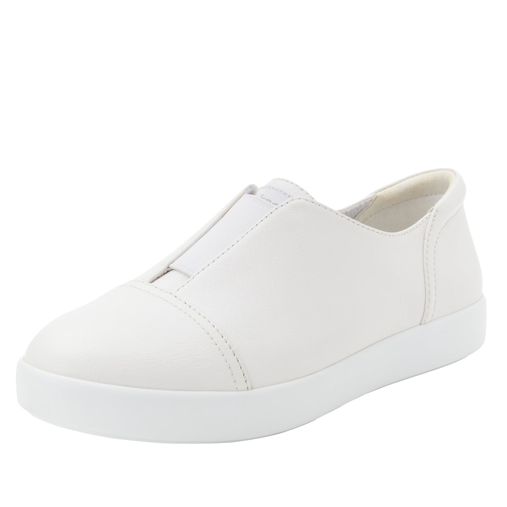 Posy White Nappa slip-on shoe  on the Comfort Athleisure outsole, a fashionable choice for your outfit of the day.  POS-7907_S1