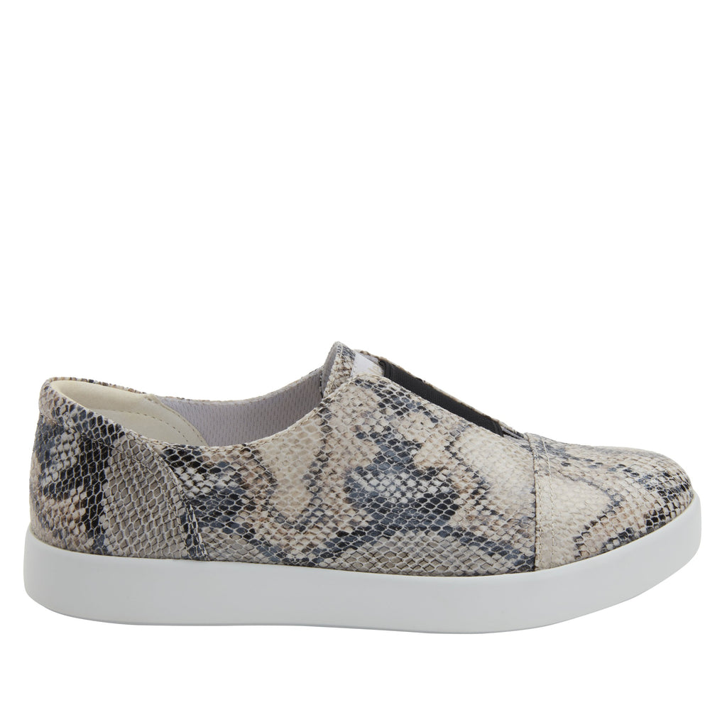 Posy Natural Snake slip-on shoe  on the Comfort Athleisure outsole, a fashionable choice for your outfit of the day.  POS-7909_S2
