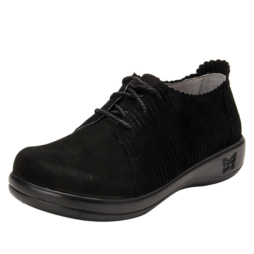 Pyper Capt Corduroy Black lace up style shoe with embossed corduroy detailing - PYP-197_S1 (4270832713782)